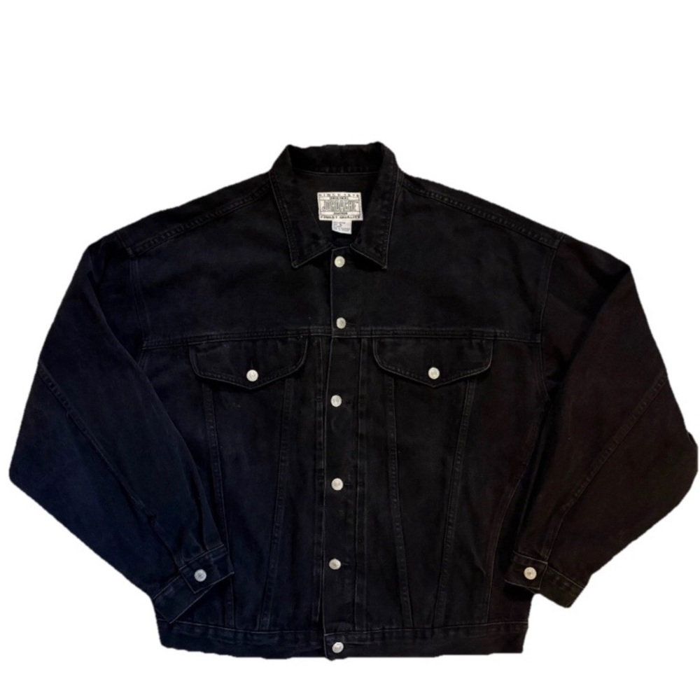 Jordache Vintage Denim Jean Jacket 80s Trucker Style Black Dark Wash Mens Sz XL